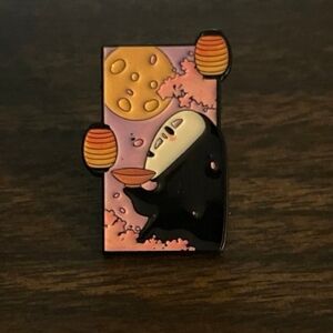 Mystical Black and Pink Enamel Pin No Face Spirited Away Studio Ghibli